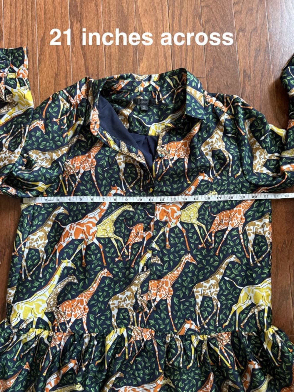 J. Crew Giraffe Print Long Sleeve Tiered Dress size medium - Picture 6 of 9